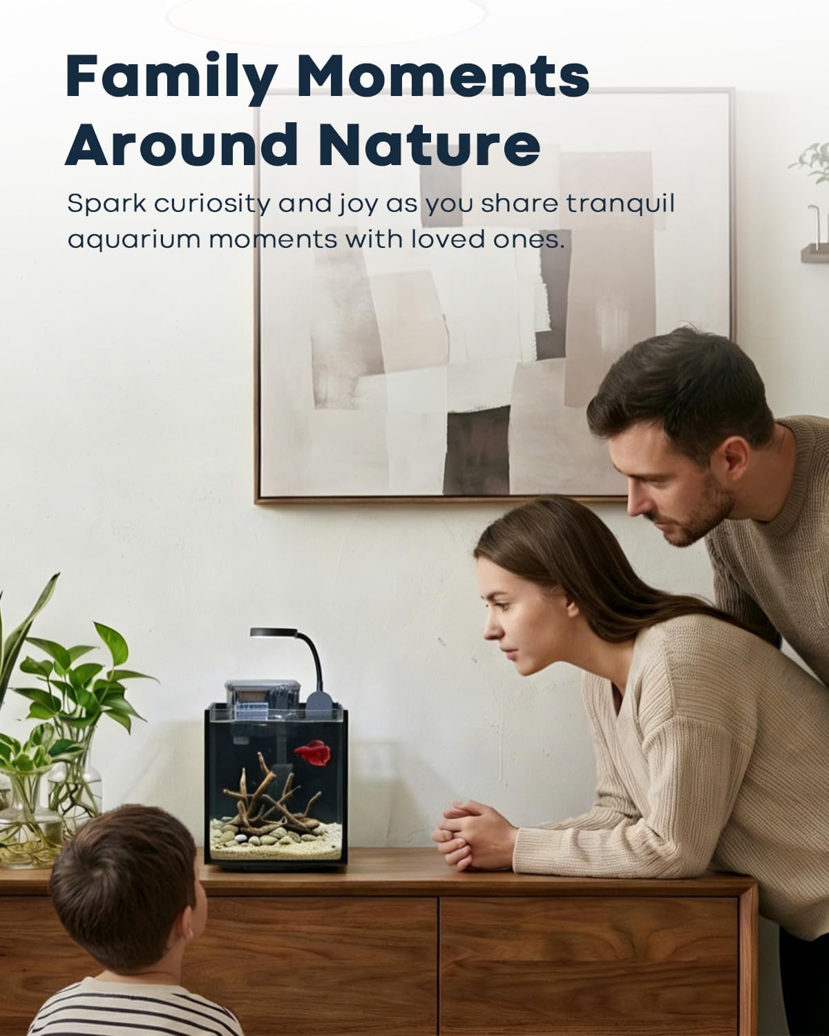 1.25 gallon fish tank small glass aquarium kit, side view