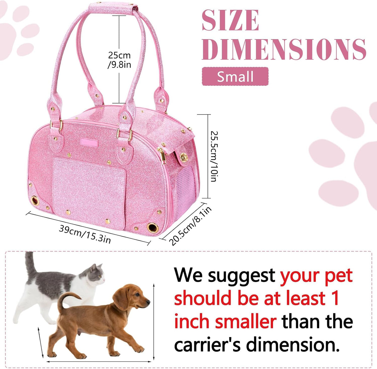 dog carrier purse, pet carrier, bling waterproof premium shown in use