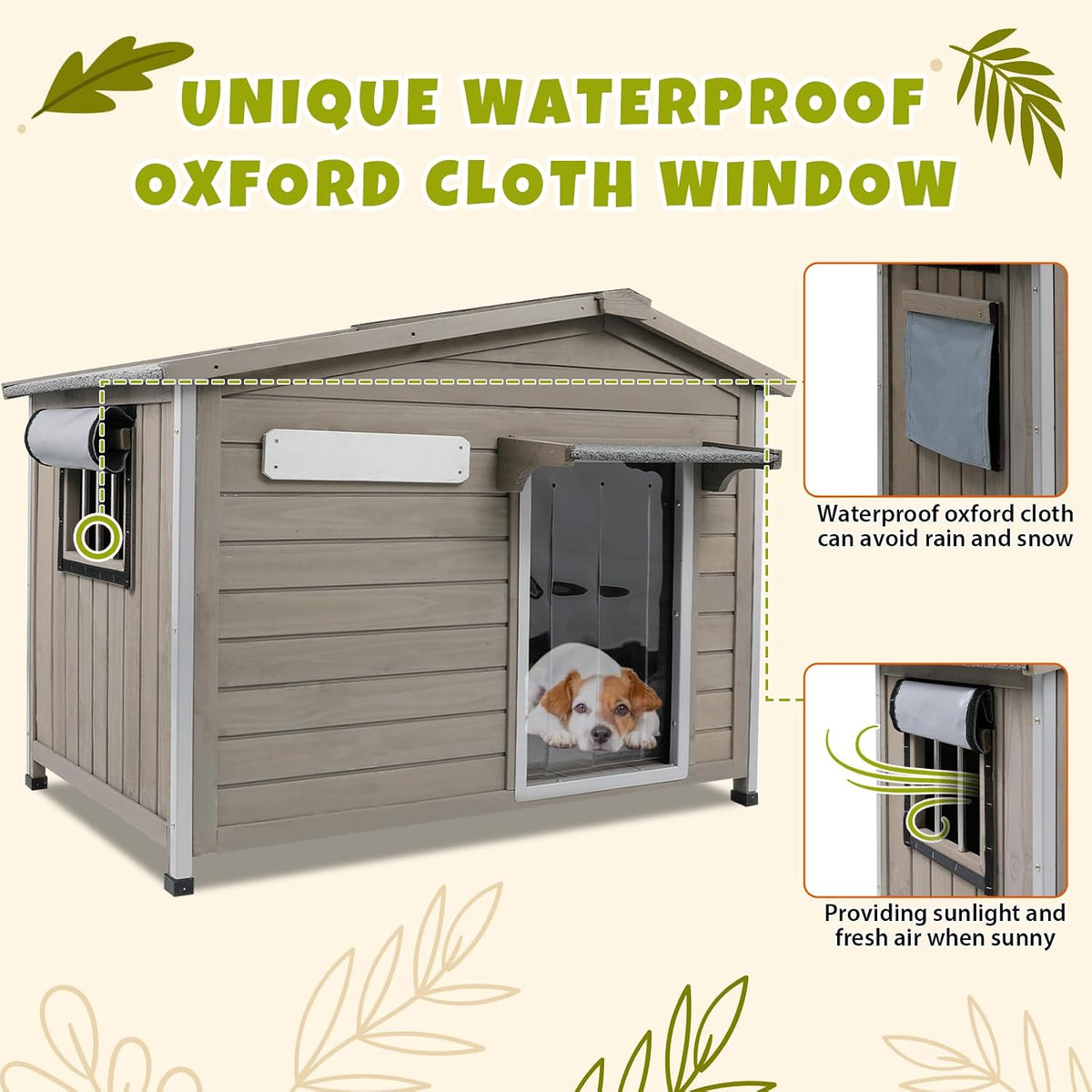 petscosset 40.2" l large dog house outdoor &, close-up detail