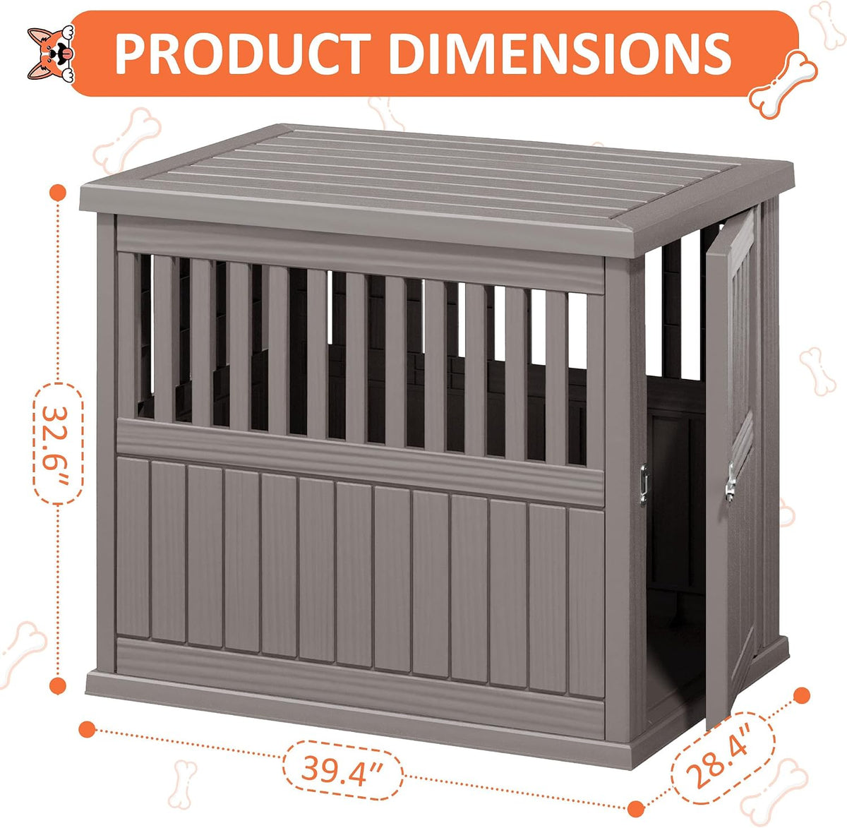 fancyango heavy duty dog crate furniture lockable indoor showing dimensions