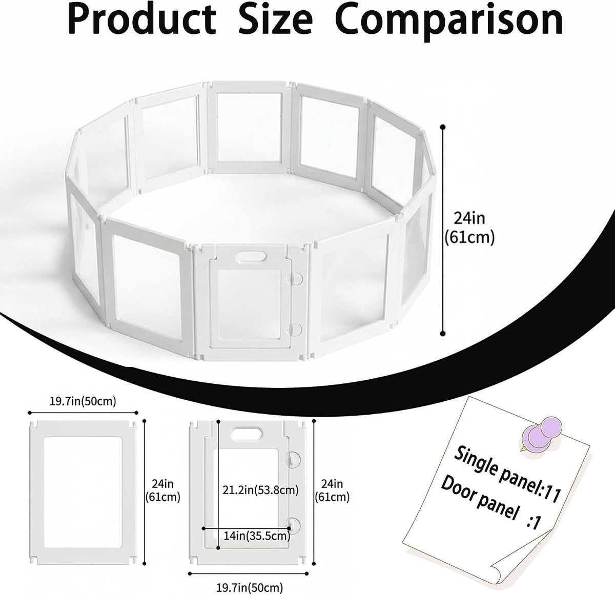 free angle plastic dog playpen, all-in-one assemble playpen, side view