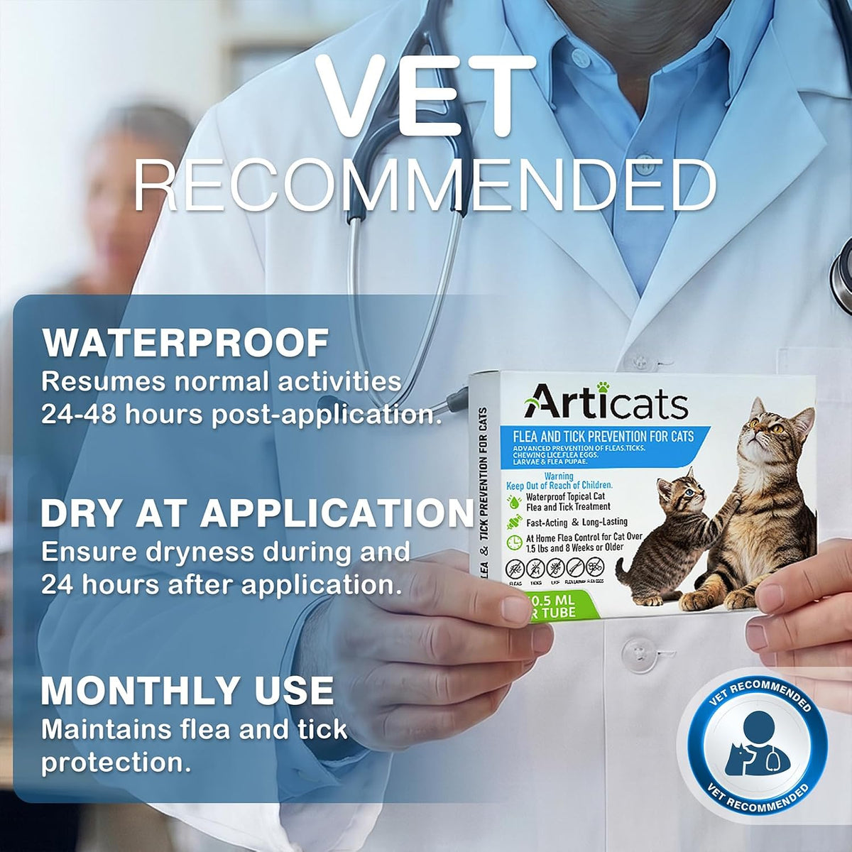 flea and tick prevention for cats & kittens, close-up detail