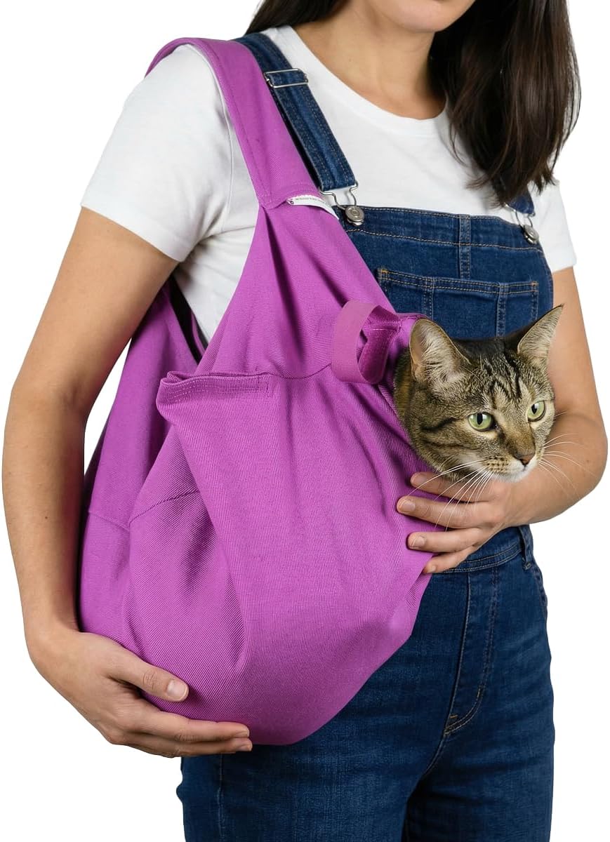 cat-in-the-bag cozy comfort carrier - large lavender pet, main product view