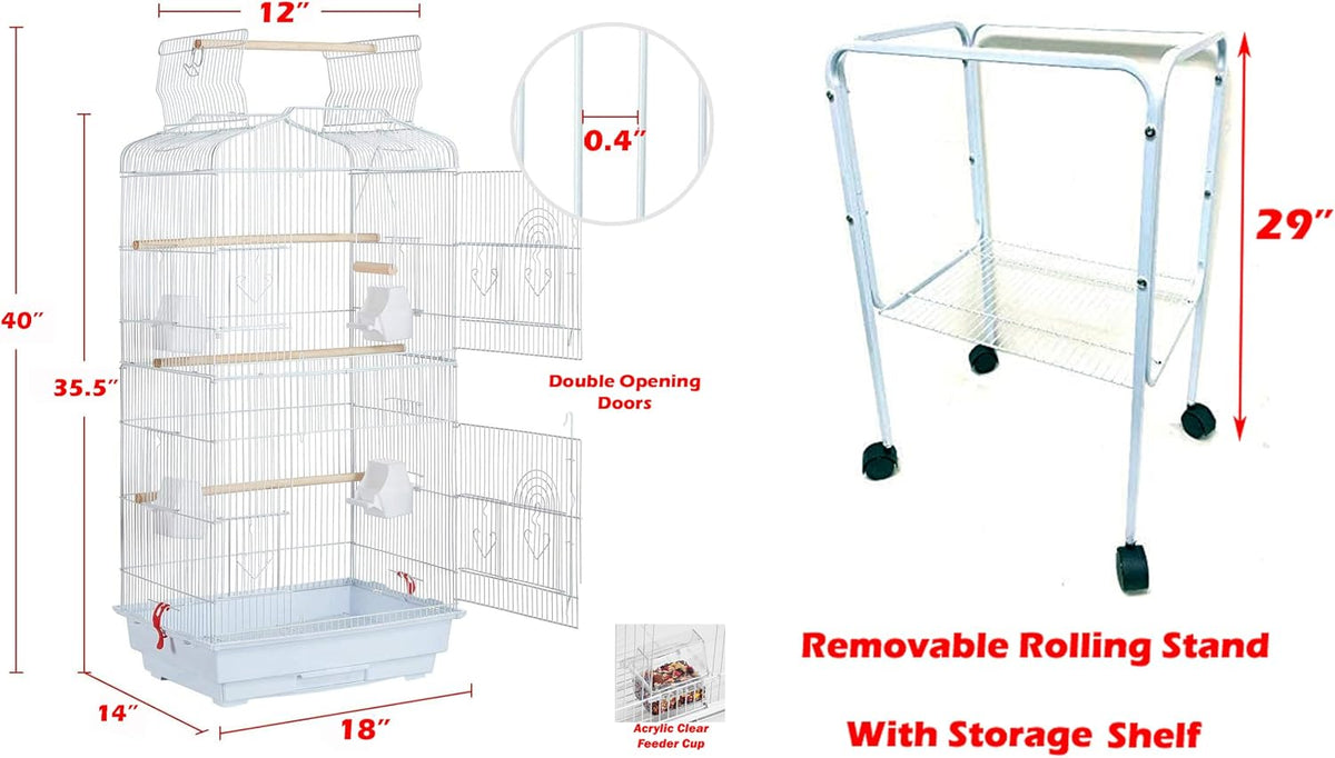 65-inch large flight bird parrot cage, white shown in use