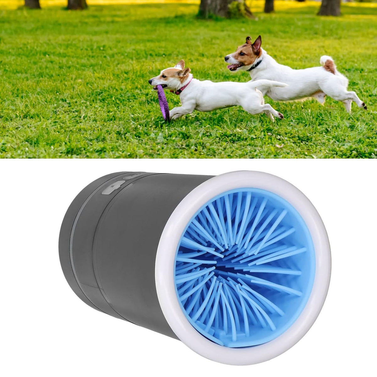 dpofirs pet washer, automatic usb rechargeable soft brushes, side view