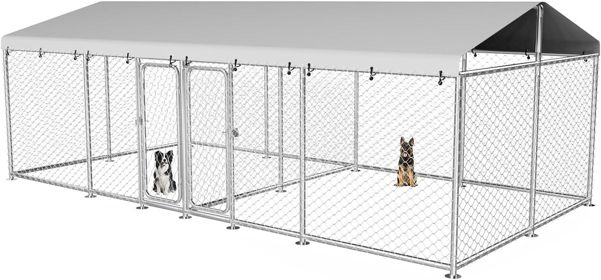 20×10×7.2 ft dual‑run large outdoor dog kennel, heavy‑duty, main product view