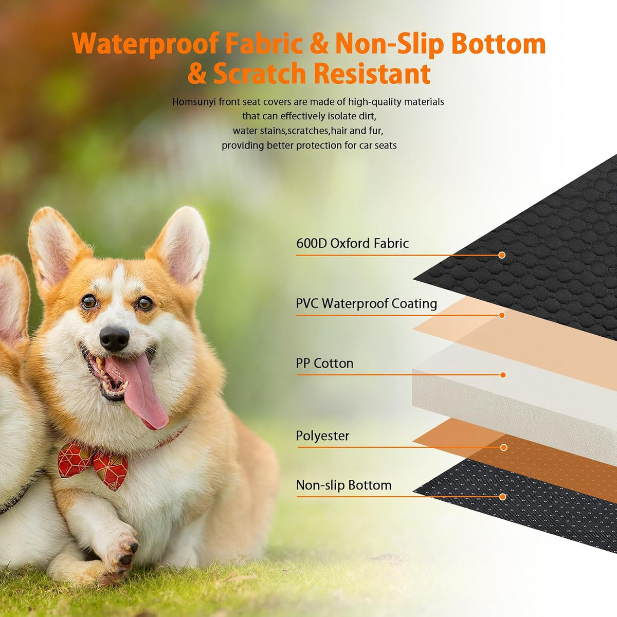 2 packs front seat car cover, waterproof dog on a desk or shelf