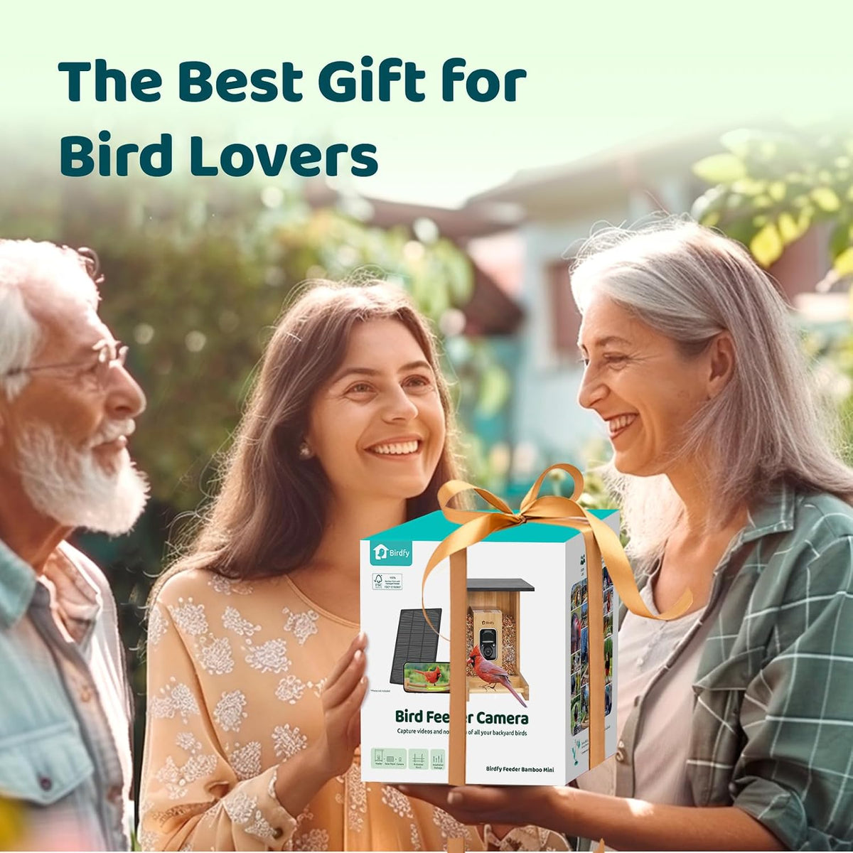 birdfy smart bird feeder with camera, high-end bamboo, close-up detail