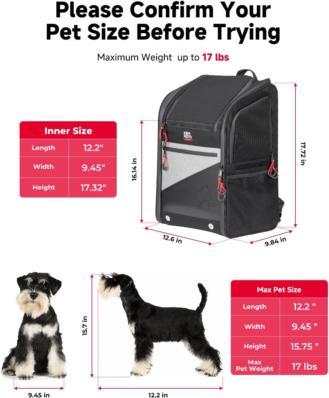kemimoto motorcycle dog carrier backpack for small dog, close-up detail
