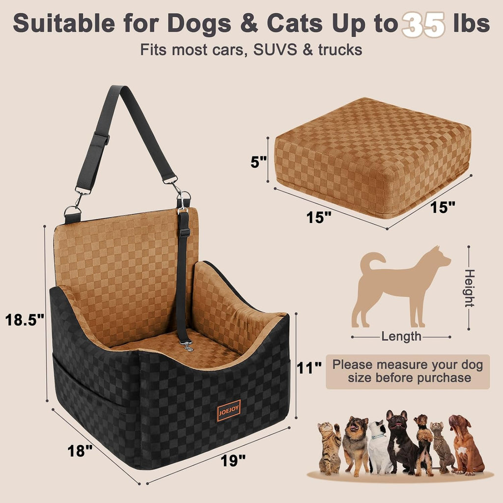 joejoy elevated dog car seat for small/medium dogs on a desk or shelf