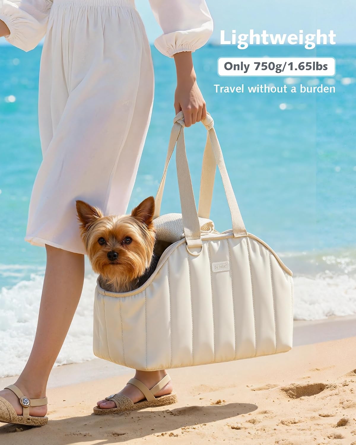 pecute dog purse carrier, lightweight dog carriers for, side view