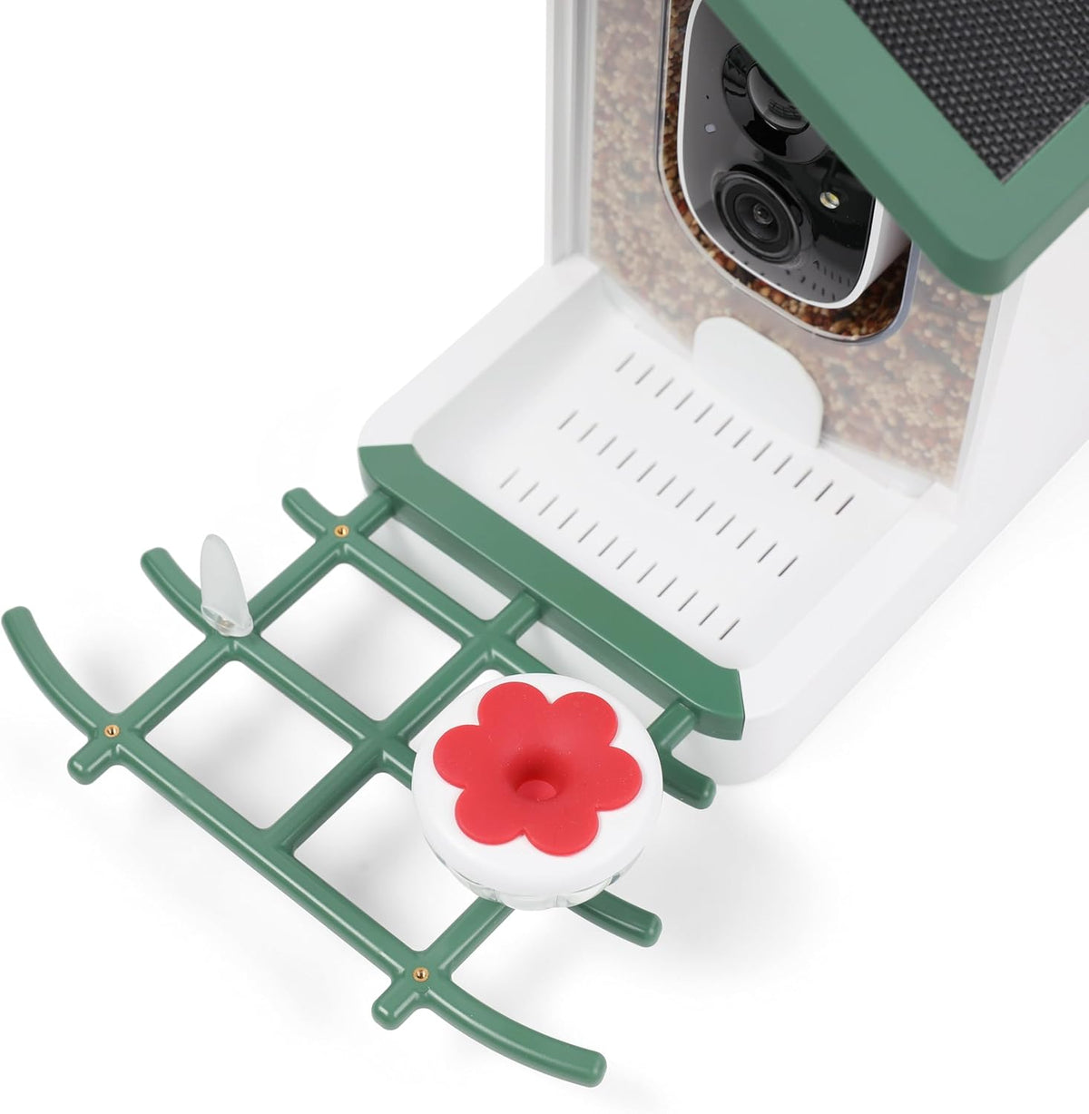 avestra™ smart bird feeder with camera, solar powered shown in use