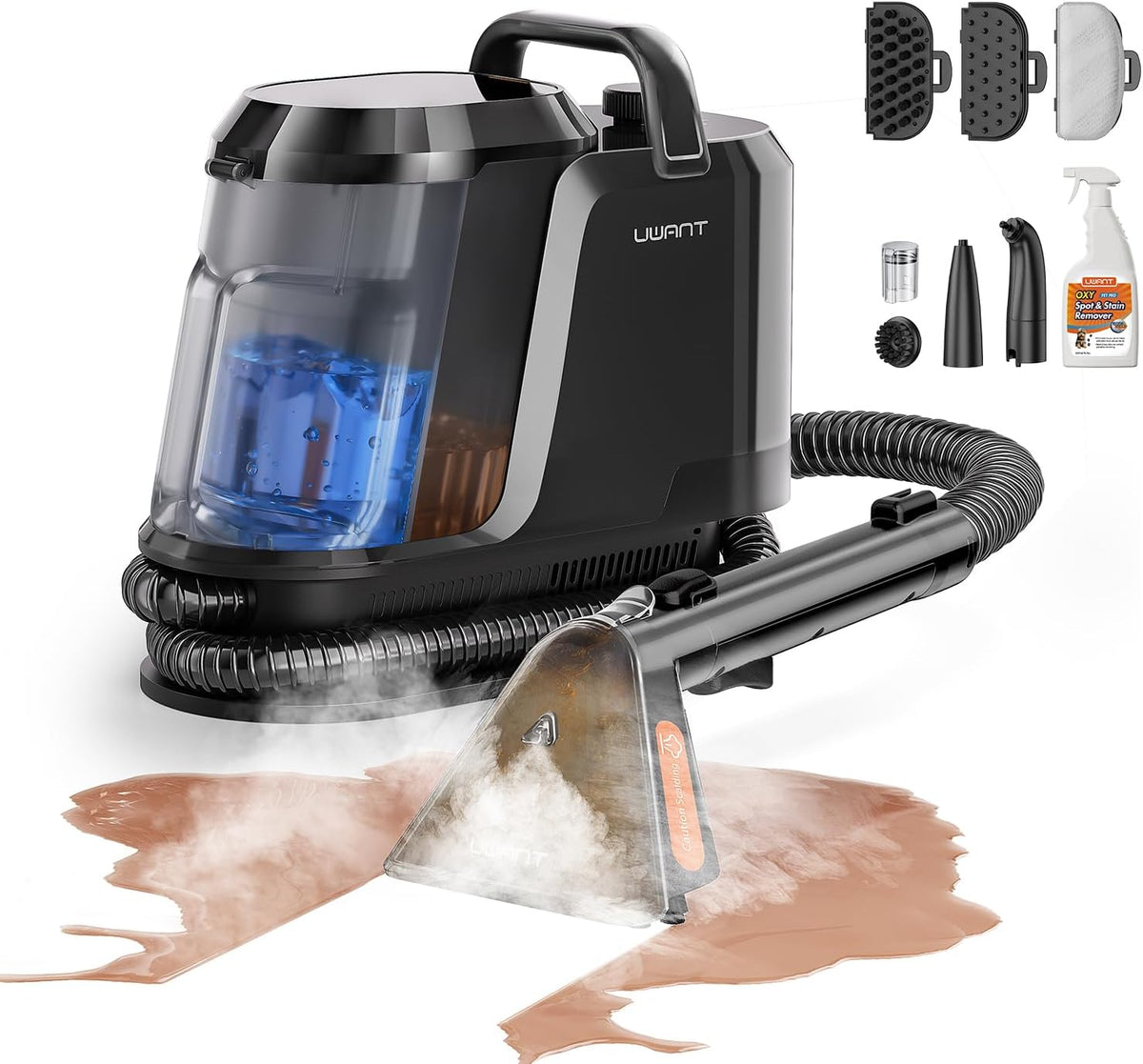 uwant carpet cleaner machine with steam&hot&cold water system, main product view