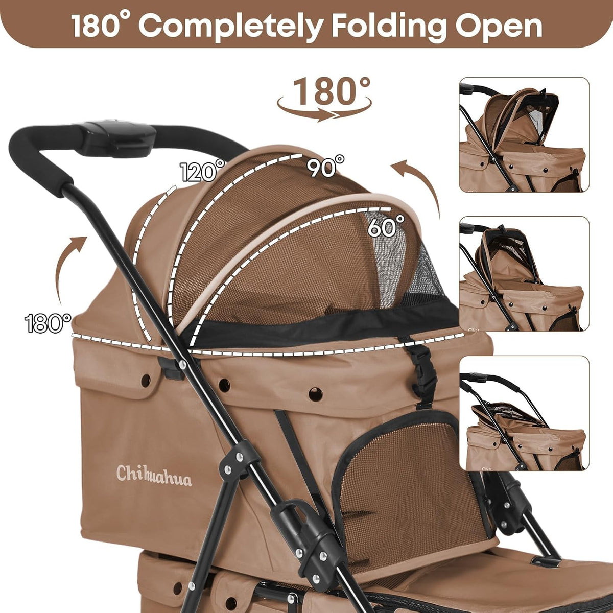 double pet stroller for dogs and cats,cat strollers, close-up detail
