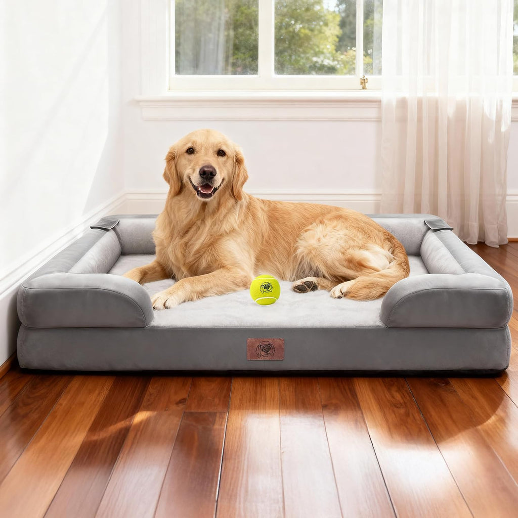 waterproof orthopedic dog bed for extra large sized, front angle view