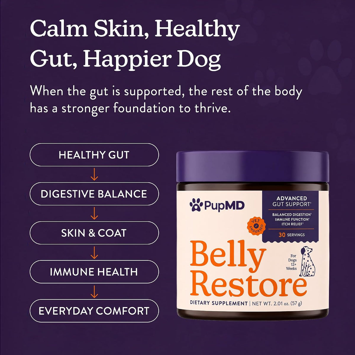 belly restore vet-formulated dog probiotics powder - premium, close-up detail