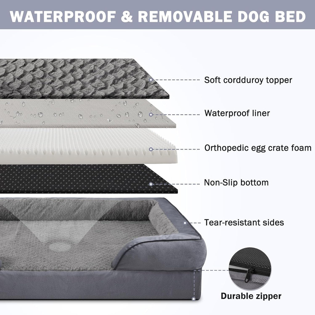 invenho orthopedic dog beds large sized, xl washable, side view