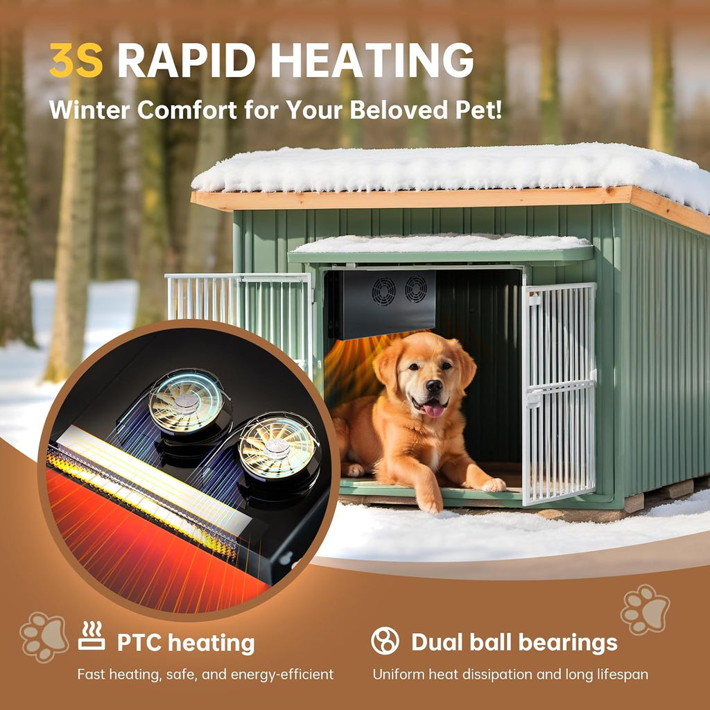 briidea 400w dog house heater with ptc rapid shown in use