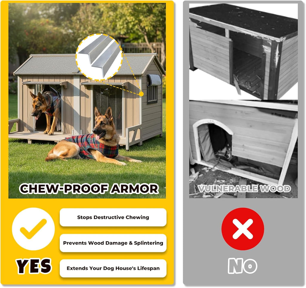 extra large outdoor dog house with balcony, weatherproof shown in use