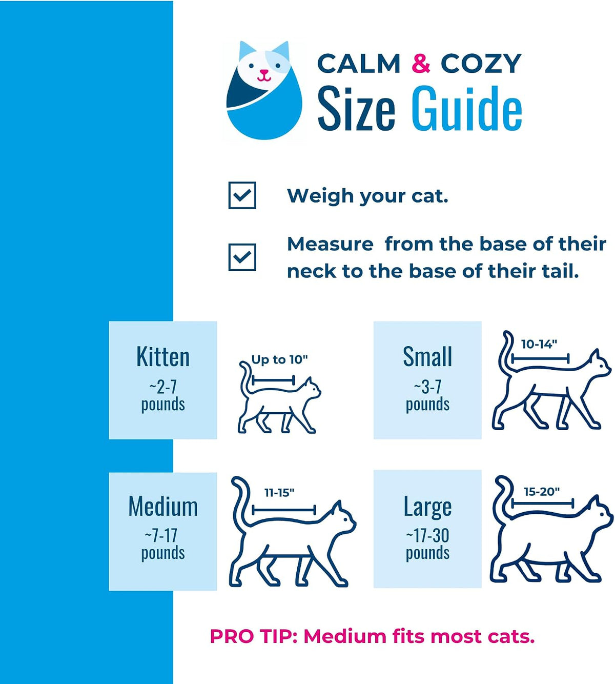 calm & cozy® cat swaddle wrap for nail, side view