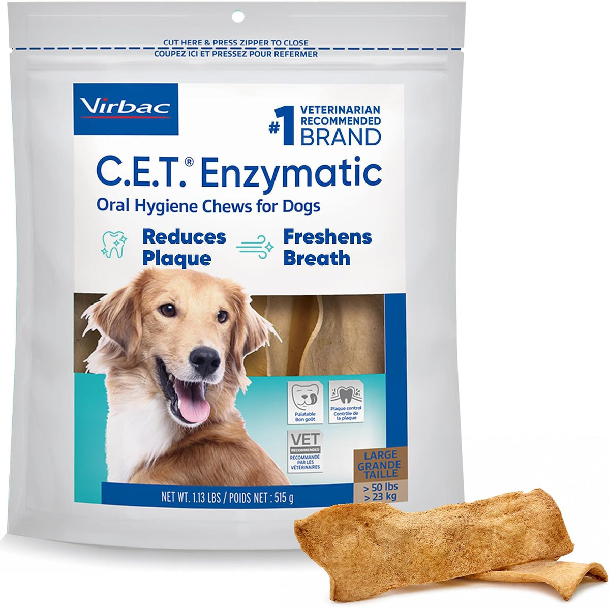 c.e.t. enzymatic oral hygiene chews for dogs, tartar, main product view