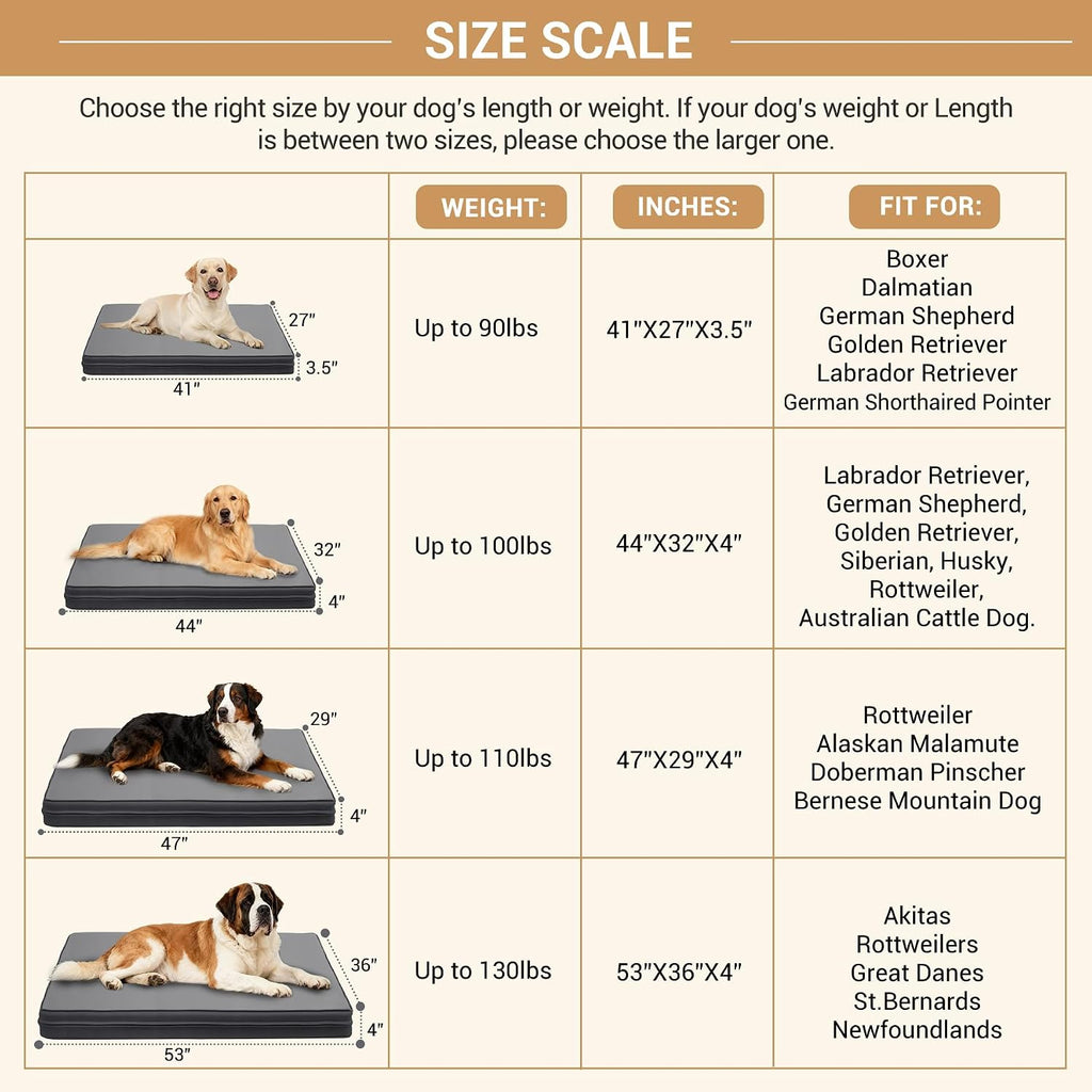 waterproof xl dog bed outdoor large crate pad, front angle view