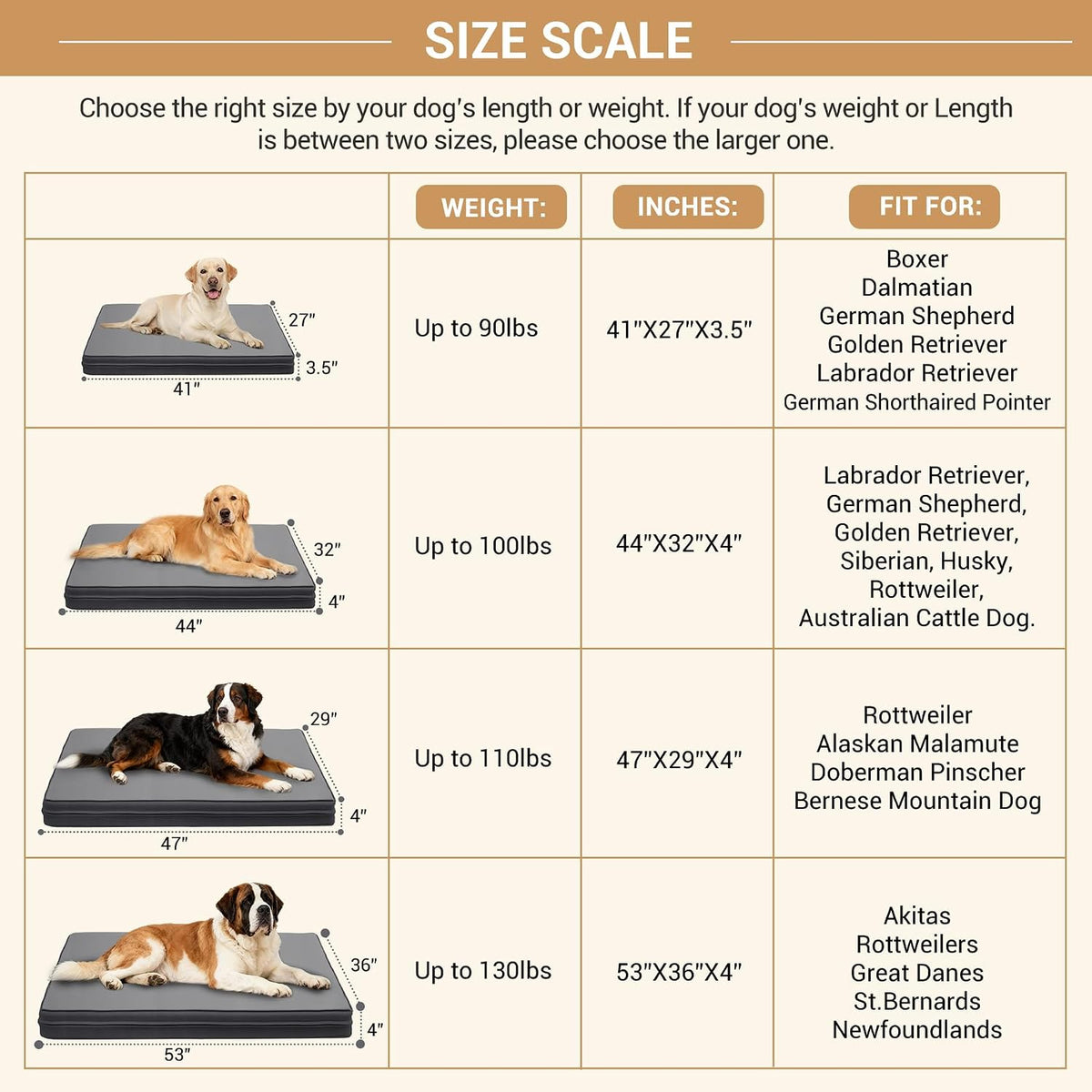 waterproof xl dog bed outdoor large crate pad, front angle view