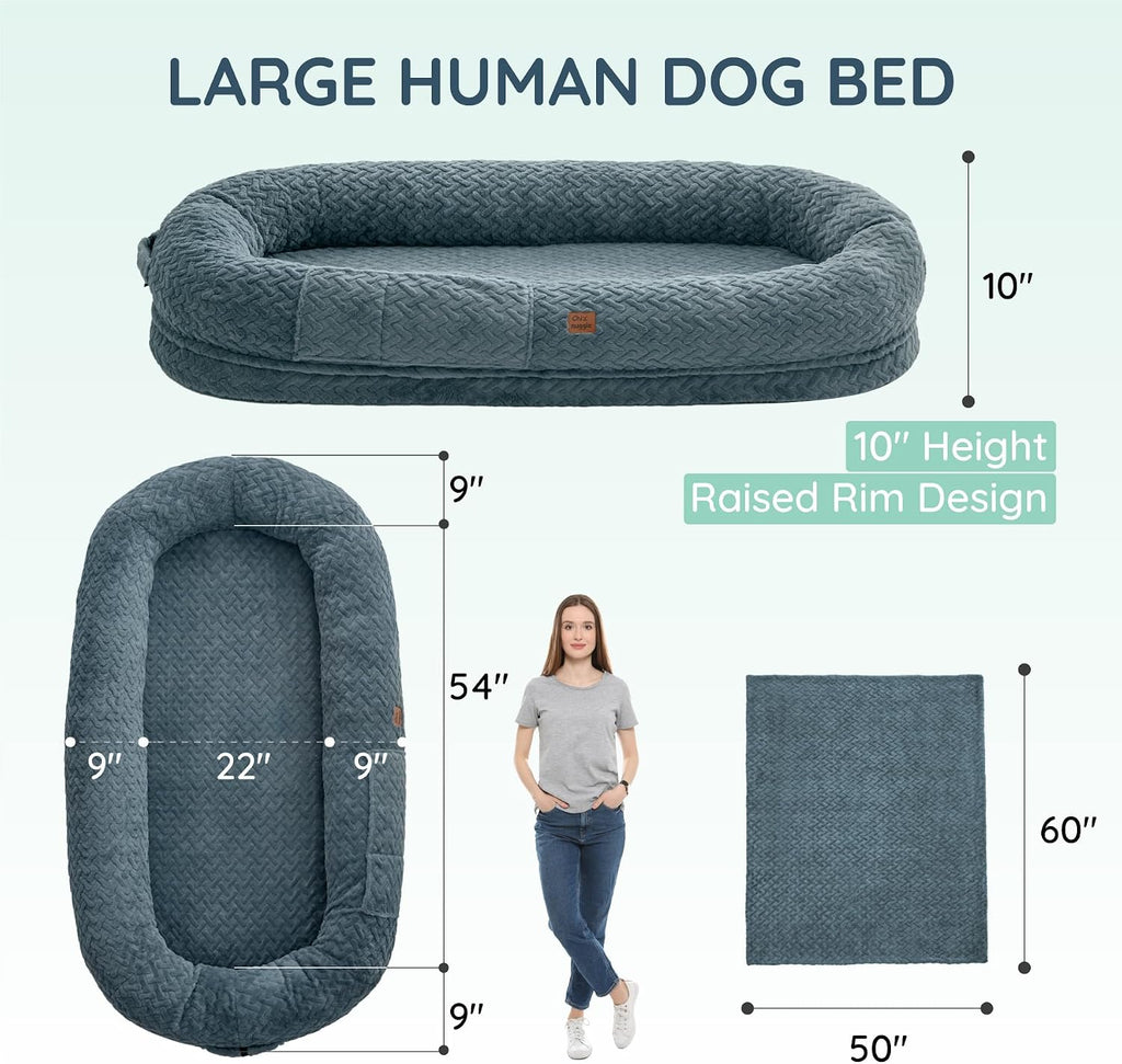 chixnuggle orthopedic human dog bed,with faux fur washable, close-up detail