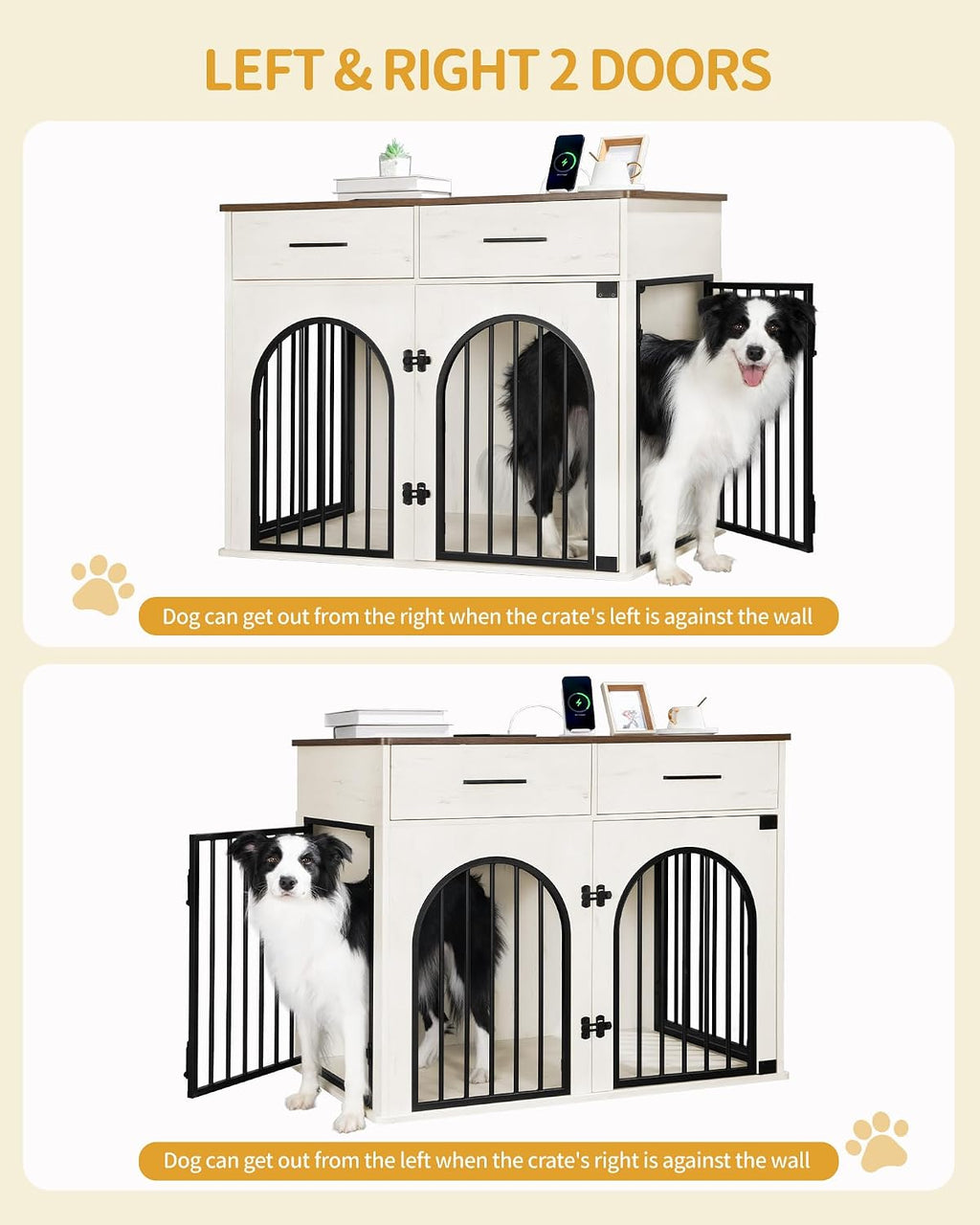 hzuaneri 39.4 in dog crate furniture with storage, package contents