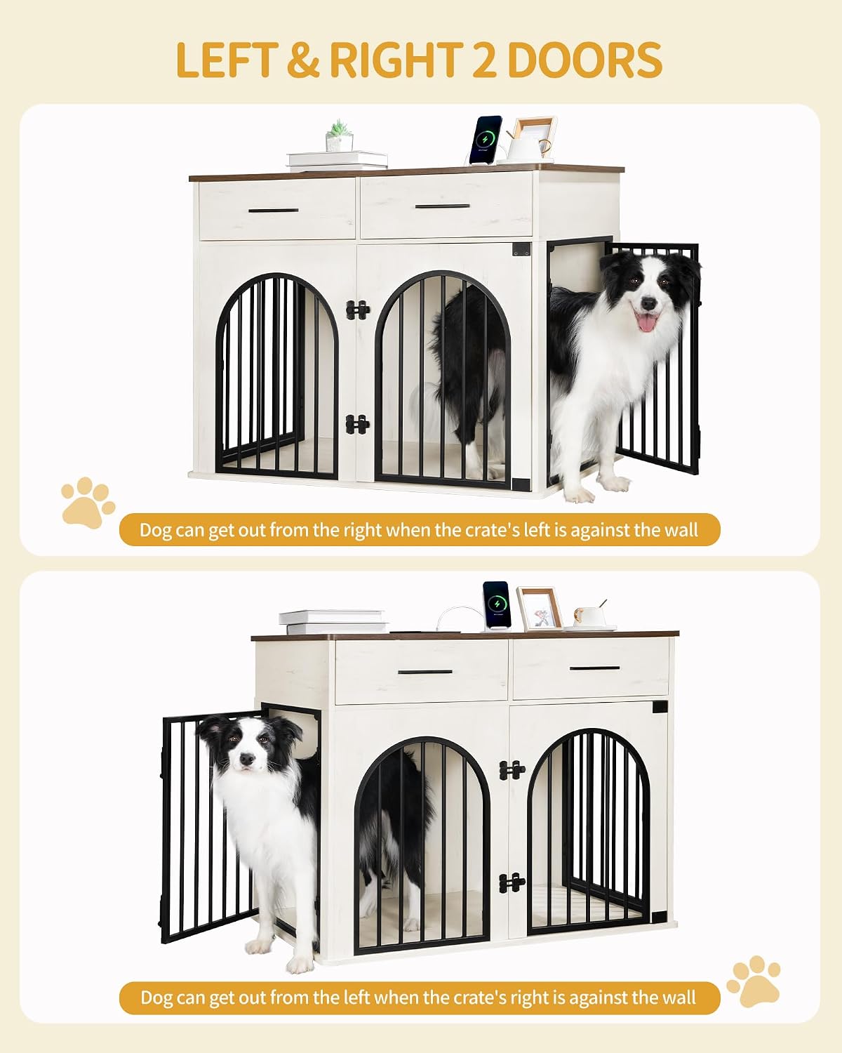 hzuaneri 39.4 in dog crate furniture with storage, package contents