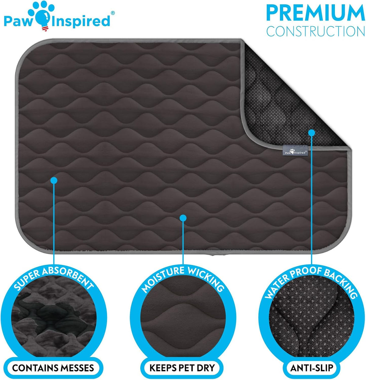 paw inspired washable padded crate mats for dogs showing dimensions