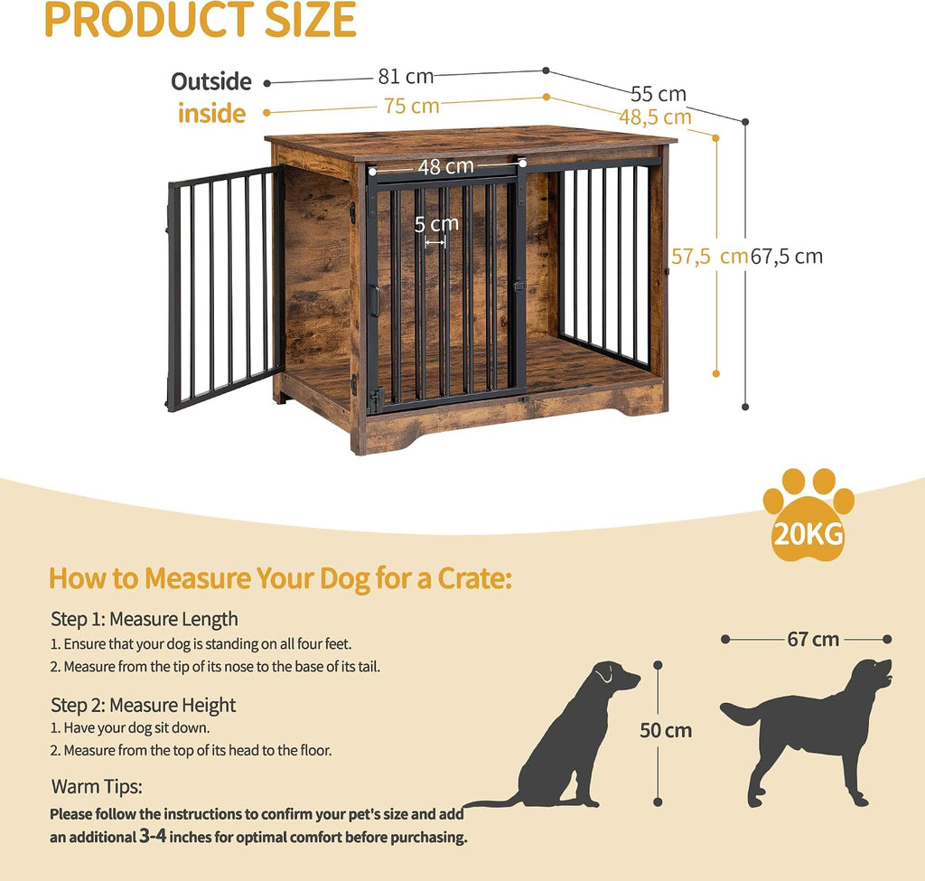 hzuaneri 31.9 in m dog crate furniture indoor shown in use