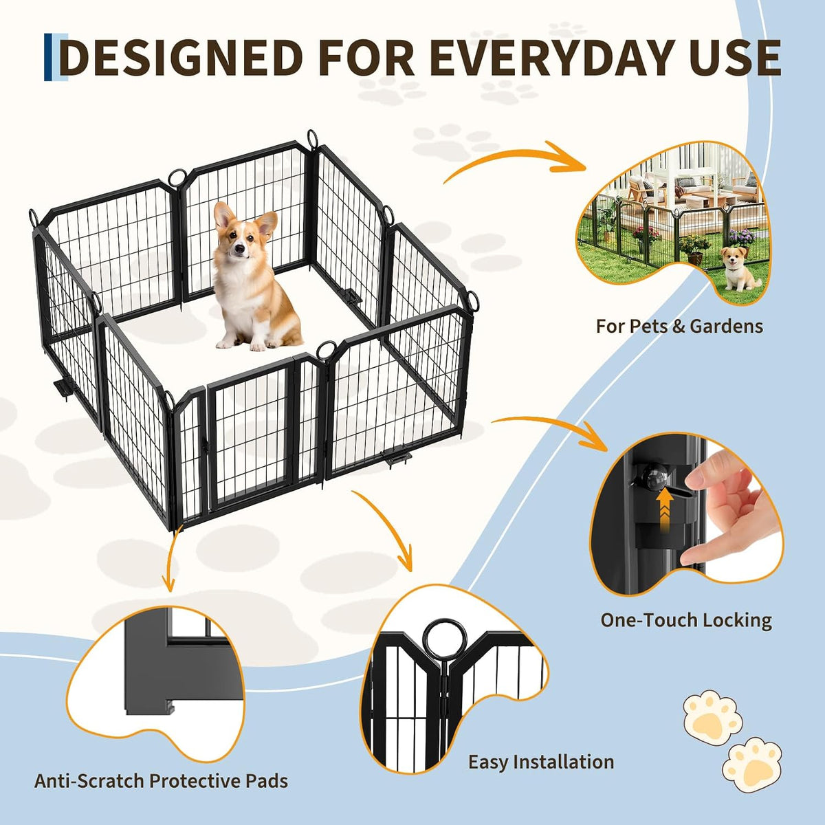 dog playpen indoor 32 inch 8 panels pet shown in use