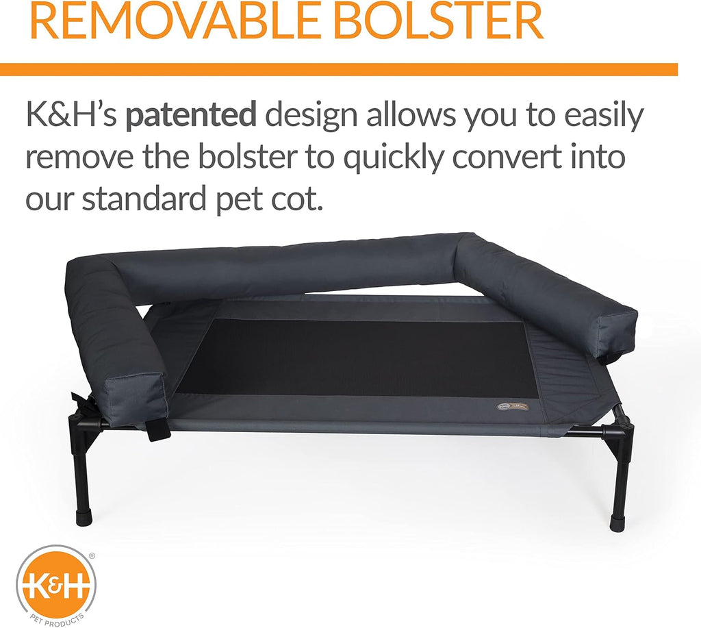 k&h bolster dog cot cooling indoor/outdoor dog bed, close-up detail