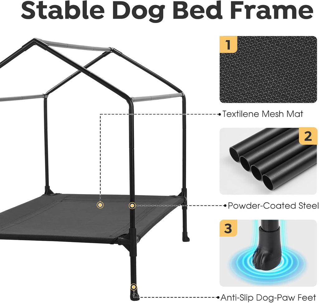 veehoo 35" dog house, 2-in-1 large dog house showing dimensions