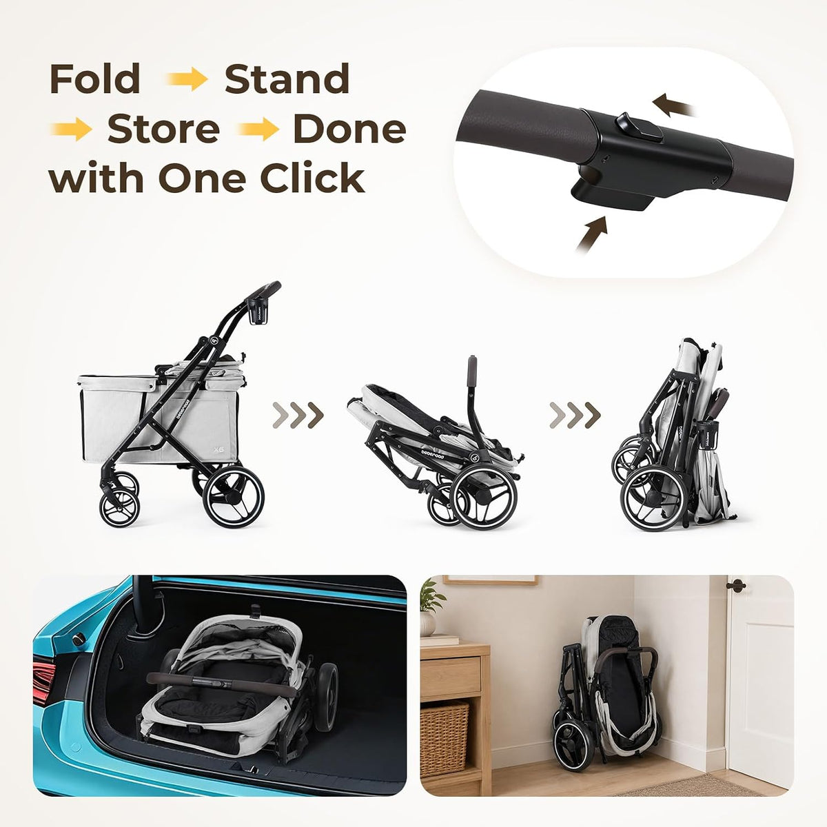 x6 pet stroller for medium large pets up showing dimensions