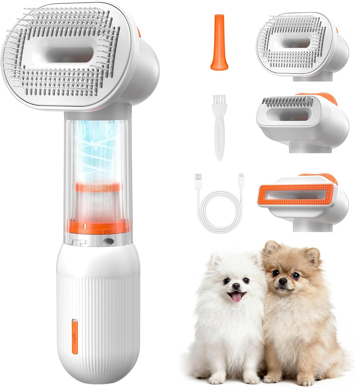 vacuum dog brush for shedding, mess-free grooming, main product view