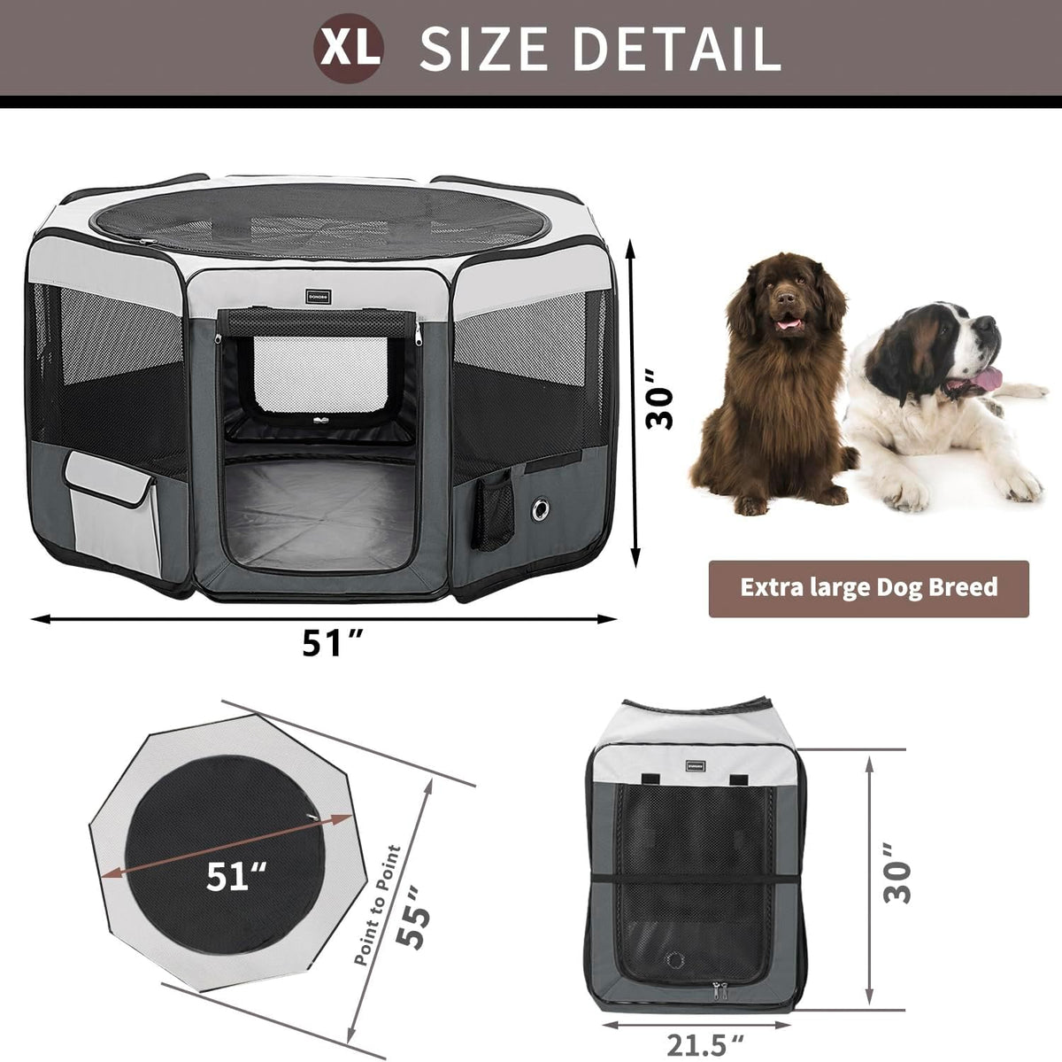 donoro dog playpen portable pet play pens for, side view