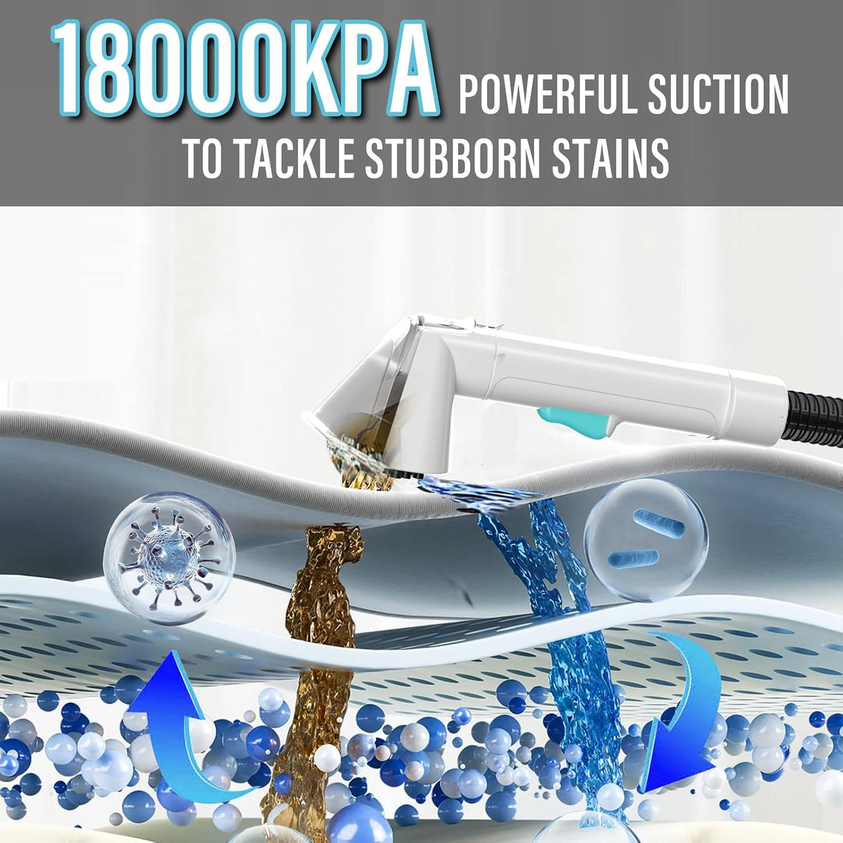 starrybot upholstery cleaner machine, 18kpa pet stain extractor(white shown in use