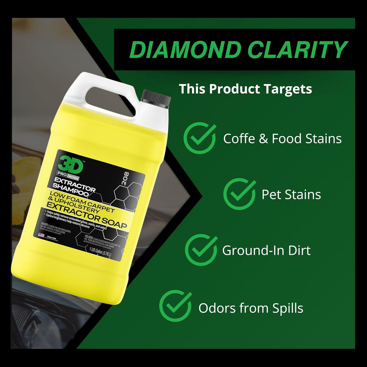 3d extractor carpet cleaner shampoo for machine use, close-up detail