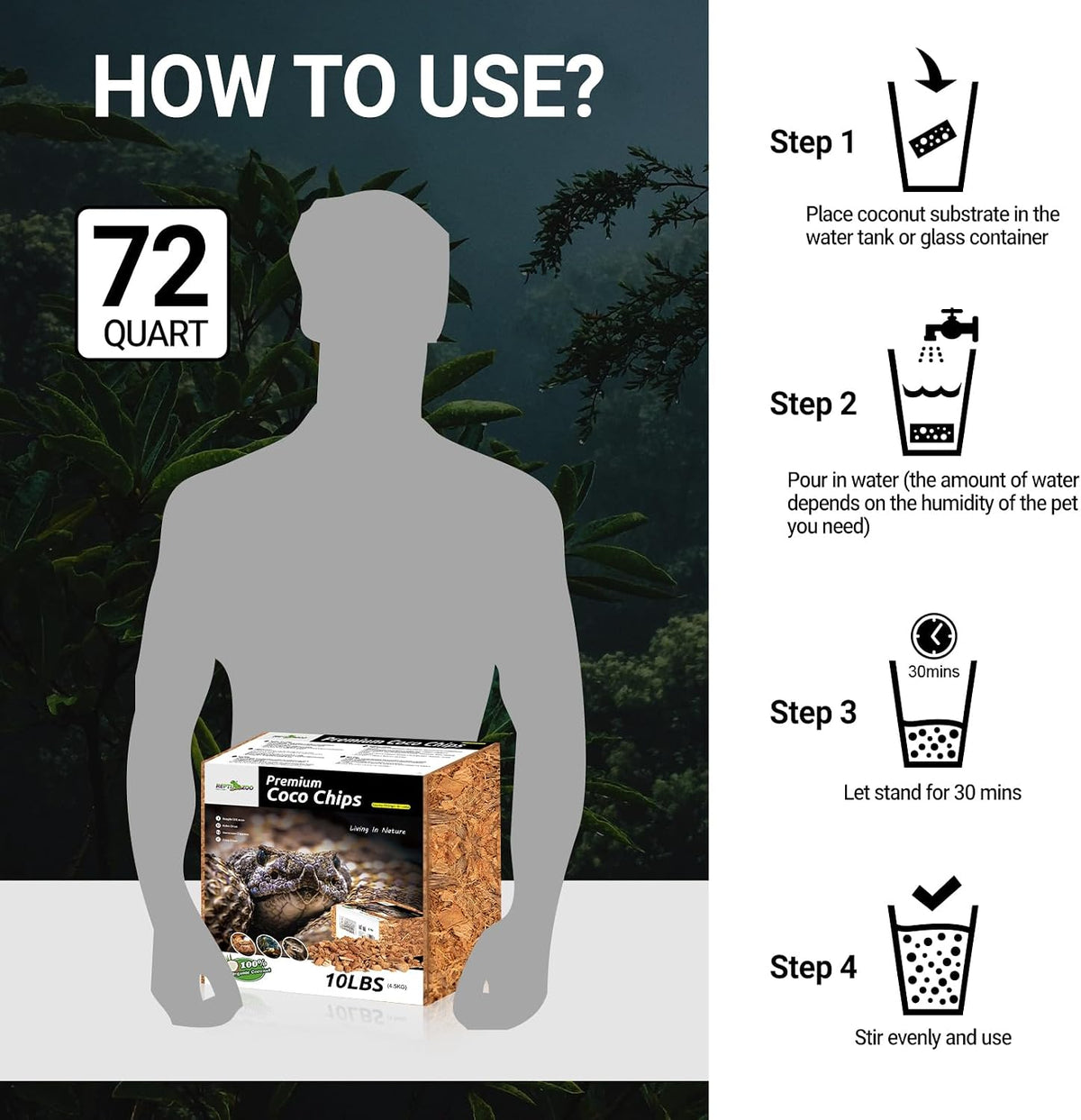 repti zoo 72 quart reptiles coconut chip substrate, package contents