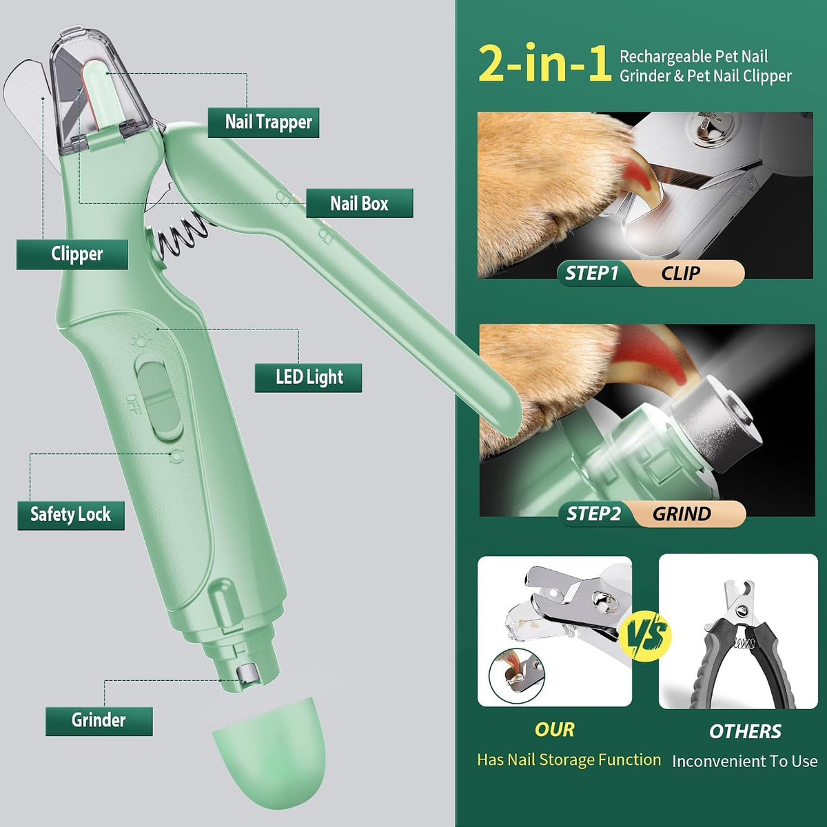 2 in 1 dog nail clippers & cat shown in use