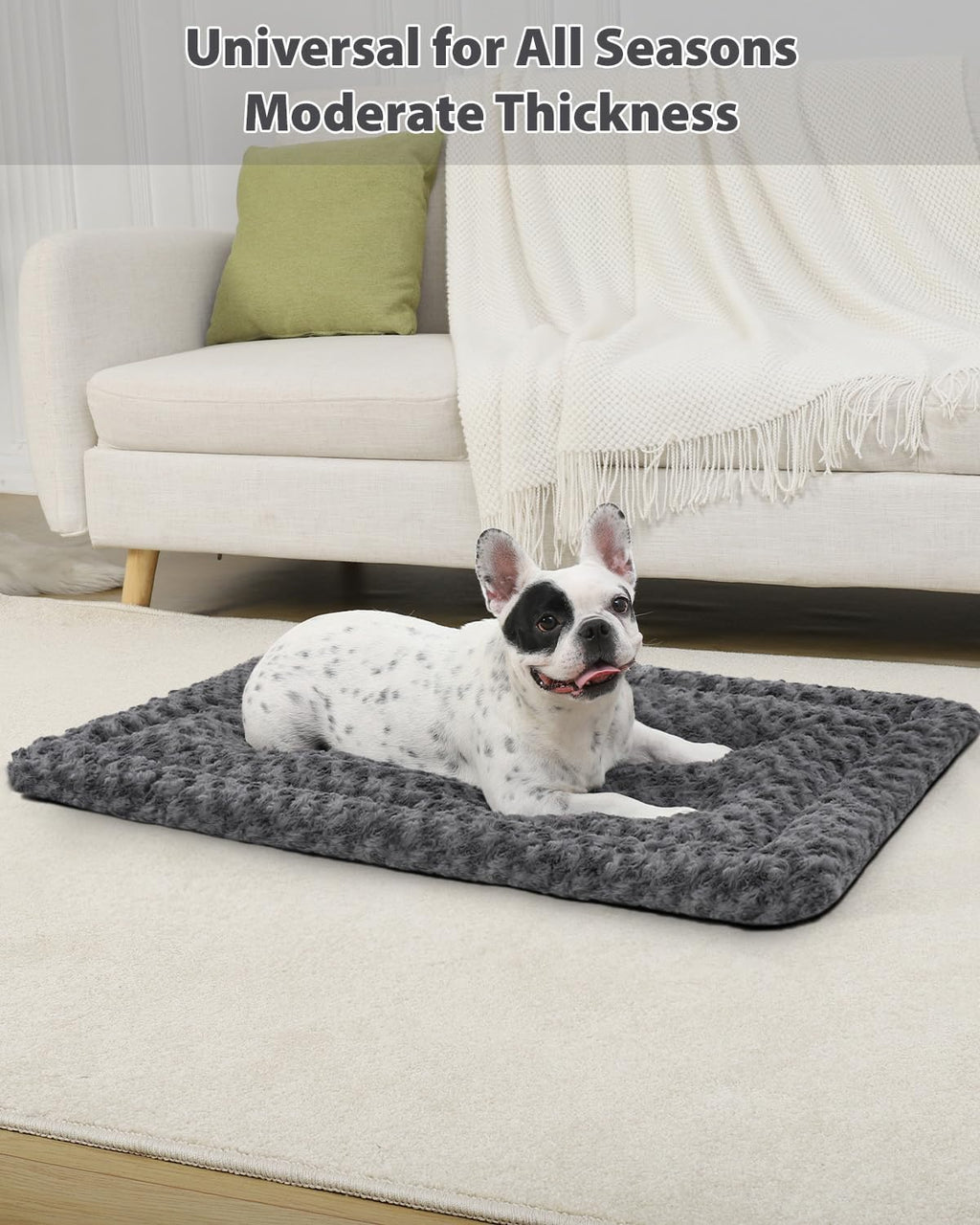exsnugy washable dog bed mat large size fluffy, close-up detail