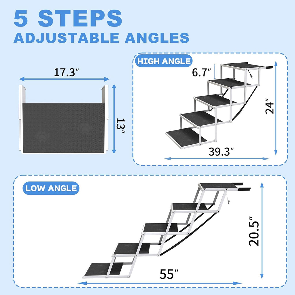 dog steps for car & suv – 5-step, front angle view