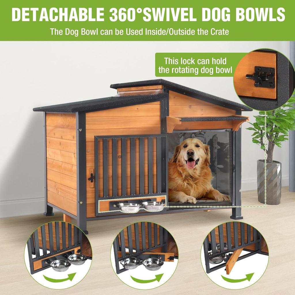 gutinneen large dog house outdoor weatherproof dog kennel, close-up detail