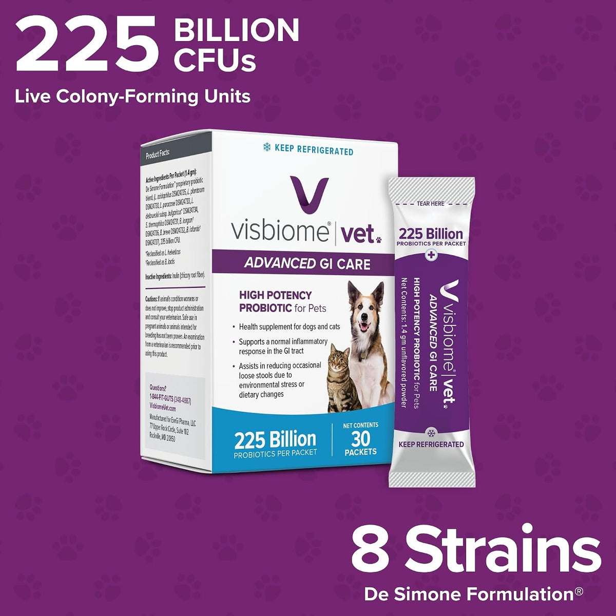 visbiome® vet advanced gi care probiotic for dogs, close-up detail