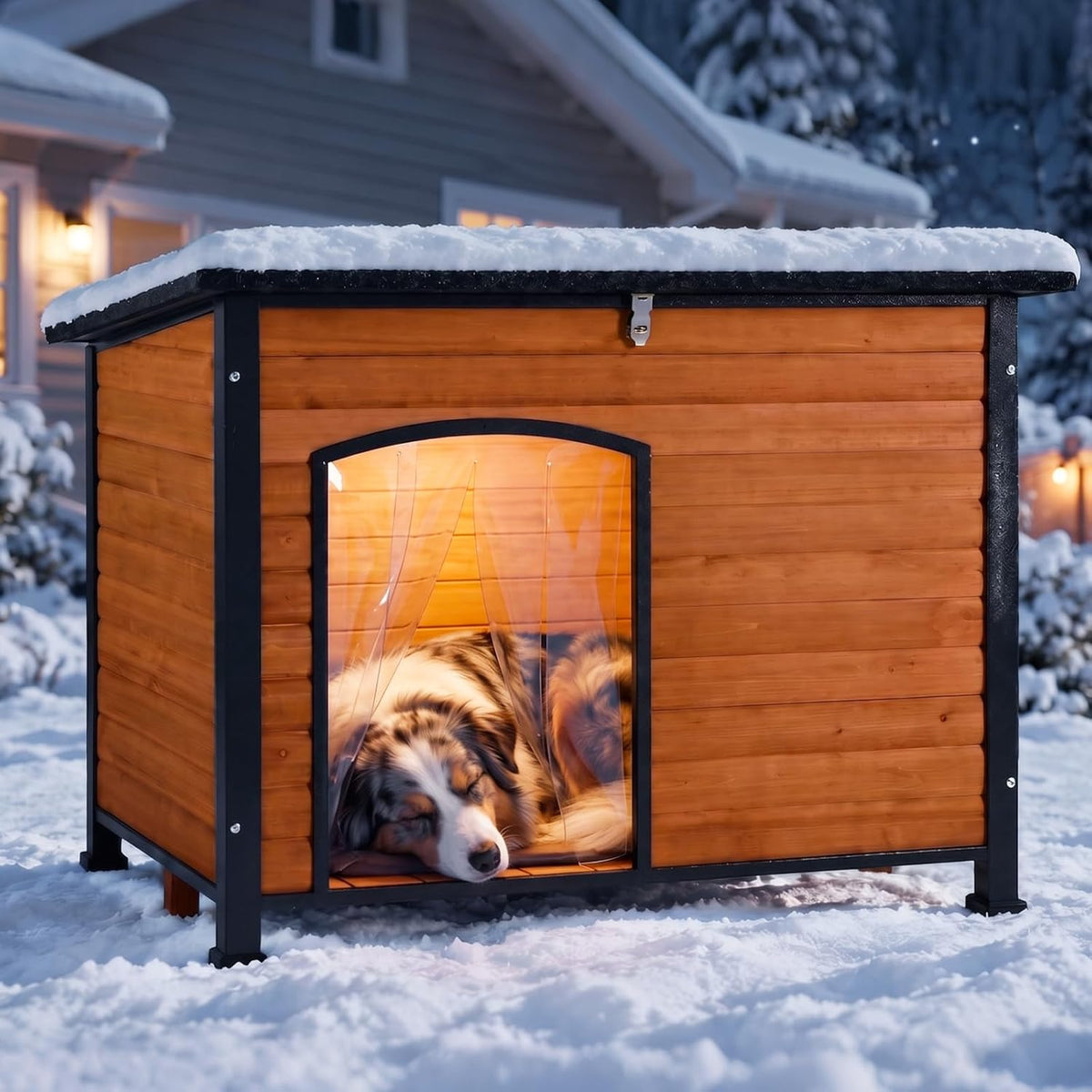 aivituvin heated dog house outdoor 43.3" insulated dog, view 9