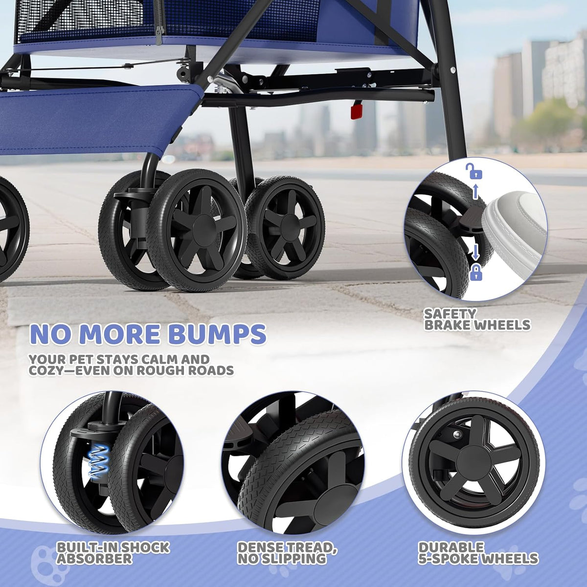 magshion compact fold pet travel stroller for small, front angle view