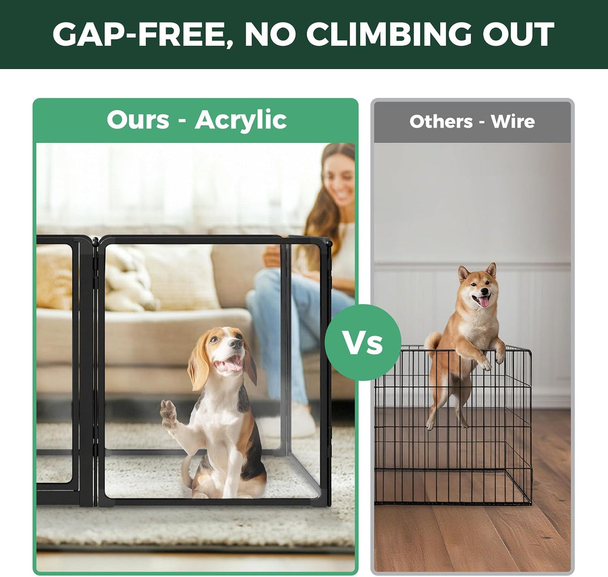 fxw auraspace pro clear acrylic indoor dog playpen shown in use