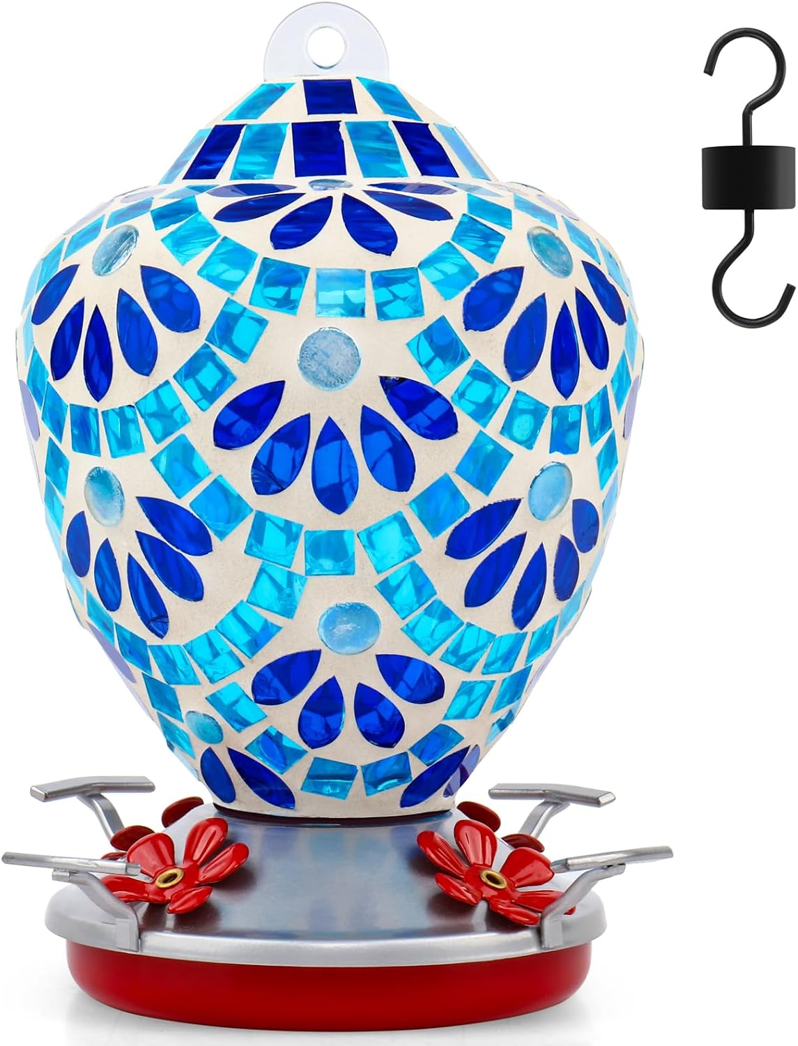 voreen glass mosaic hummingbird feeders, 34oz with ant, main product view